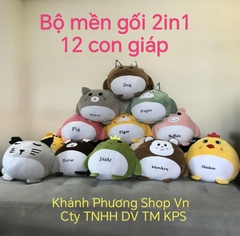 Bộ mền gối 2 trong 1 mẫu 12 con giáp cực xinh