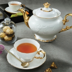 Bộ ấm trà Đài Cát 1.3L gốm sứ Minh Long (in logo quà tặng trên bình)