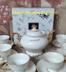 Bộ ấm trà Đài Cát 1.3L gốm sứ Minh Long (in logo quà tặng trên bình)