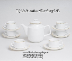 bộ ấm trà Jasmine Viền Vàng sứ Minh Long 1.1L - bộ ấm trà viền vàng sứ minh long