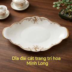 Dĩa trái cây Đài Cát trang trí hoa gốm sứ Minh Long