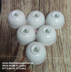 chung nhỏ vân hoa sen để nước cúng bàn thờ sứ Minh Long - chung nhỏ sứ nhỏ minh long