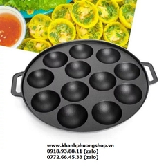 chảo gang đổ bánh khọt 8,10,12 lỗ - khuôn đổ bánh khọt 8,10,12 lỗ