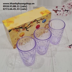 bộ 3 ly thủy tinh màu cao cấp - bộ 3 ly thủy tinh màu