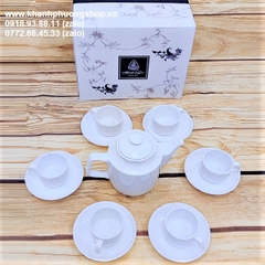 bộ ấm trà gốm sứ Minh Long - bộ ấm trà sứ trắng Minh Long