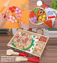 bộ đồ chơi bánh pizza gỗ cho bé - đồ chơi bánh pizza gỗ