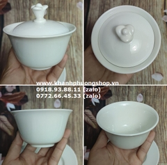 bộ chén uống trà Tulip sứ Minh Long 0.18L - bộ chén sứ uống trà có nắp minh long