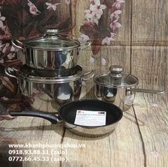 bộ nồi chảo inox five star 3 đáy - bộ nồi chảo quánh inox five star 3 đáy