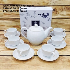 bộ ấm trà sứ minh long Camellia trắng - bộ ấm trà gốm sứ Minh Long