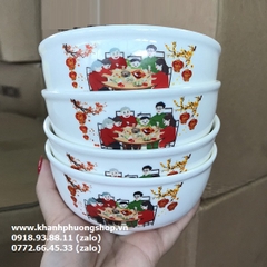 bộ chén tô dĩa sứ - chén tô dĩa sứ hoa đào