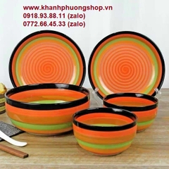 bộ chén tô dĩa sứ 7 màu - bộ chén tô dĩa sứ cầu vòng