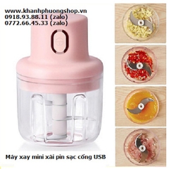 máy xay rau củ mini xài pin - máy xay tỏi ớt mini