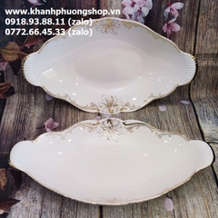 dĩa đựng trái cây đài cát hoa vàng sứ Minh Long - dĩa trái cây sứ Minh Long
