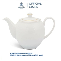 bộ ấm trà sứ trắng Minh Long viền vàng 0.8L - bộ ấm trà sứ Minh Long viền chỉ vàng