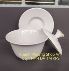 Bộ chén trà có nắp 0.18L gốm sứ Minh Long