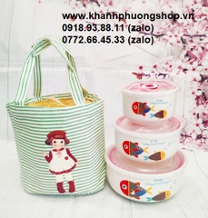 bộ 3 thố sứ có nắp - thố sứ có nắp