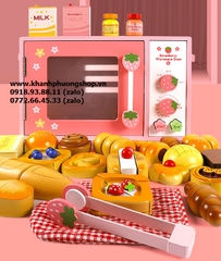 bộ đồ chơi nướng bánh gỗ cho bé - đồ chơi gỗ máy nướng bánh cho bé