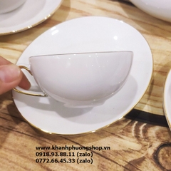 bộ ấm trà sứ Minh Long Anna chỉ vàng - bộ ấm trà gốm sứ Minh Long Elips chỉ vàng