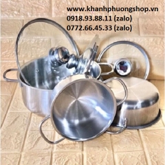 bộ 3 nồi inox 16,18,24cm xài bếp từ - bộ 3 nồi inox xài bếp từ 16,18,24cm