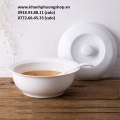 thố sứ đựng canh 22cm kèm vá múc - thố sứ đứng canh kèm vá