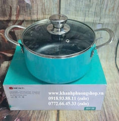 nồi Elmich vân đá 3 đáy size 20cm màu xanh ngọc - nồi Elmich 3 đáy