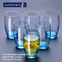 bộ 06 ly thủy tinh Luminarc trắng xanh 350ml - bộ ly thủy tinh Luminarc trắng xanh