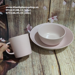 ly sứ tráng men cao cấp màu hồng phấn - ly sứ uống nước màu hồng