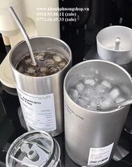 ly giữ nhiệt iced americano kèm ống hút inox 600ml - ly giữ nhiệt inox 600ml