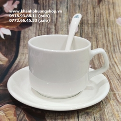 tách uống cà phê capuchino, latte sứ Minh Long màu trắng