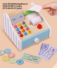 bộ đồ chơi máy tính tiền siêu thị bằng gỗ - đồ chơi máy tính tiền cho bé