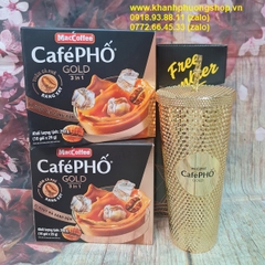 set 2 hộp cà phê phố tặng kèm ly kim cương 800ml màu gold - ly kim cương màu gold