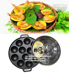 chảo gang đổ bánh khọt 8,10,12 lỗ - khuôn đổ bánh khọt 8,10,12 lỗ