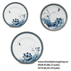 bộ chén tô dĩa sứ Minh Long Hoàng Cung Sen Vàng - bộ bàn ăn cao cấp sứ Minh Long