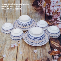 bộ chén tô dĩa sứ họa tiết thổ cẩm - bộ chén tô dĩa sứ
