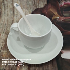 tách uống cà phê capuchino, latte sứ Minh Long màu trắng