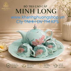 Bộ ấm trà Sen Màu 0.7L gốm sứ Minh Long