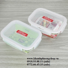 bộ 2 hộp thủy tinh Lock&Lock chia ngăn kèm túi giữ nhiệt - hộp đựng cơm thủy tinh Lock&Lock
