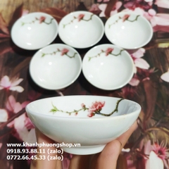 chén đựng nước chấm sắc xuân hoa đào sứ Minh Long - chén đựng nước chấm sứ minh long