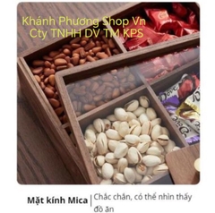 Khay mứt gỗ 6 ngăn - khay đựng mứt, bánh kẹo bằng gỗ 6 ngăn