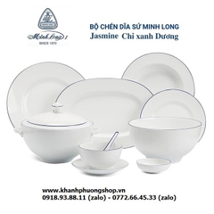 tô sứ Minh Long viền chỉ xanh dương - tô sứ trắng Minh Long viền chỉ xanh