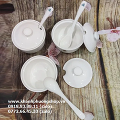 Hũ đựng gia vị nắp lỗ gốm sứ Minh Long - hũ đựng gia vị, đồ nêm, sa tế