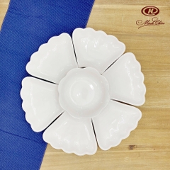 bộ tô dĩa sứ hoa mặt trời 7 món cao cấp - bộ bàn ăn sứ hình hoa mặt trời