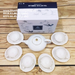 bộ ấm trà sứ Minh Long Anna chỉ vàng - bộ ấm trà gốm sứ Minh Long Elips chỉ vàng