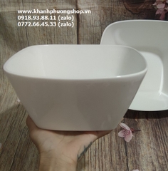 tô vuông loe cỡ lớn sứ Minh Long - tô vuông lớn sứ minh long