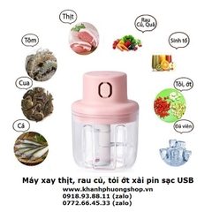 máy xay rau củ mini xài pin - máy xay tỏi ớt mini