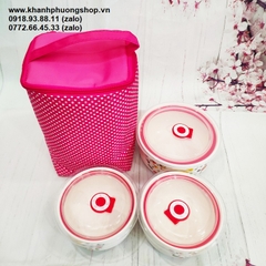 bộ 3 thố sứ có nắp - thố sứ có nắp
