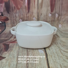 thố sứ Minh Long hình vuông 19cm có nắp đậy - thố vuông có nắp sứ minh long 19cm