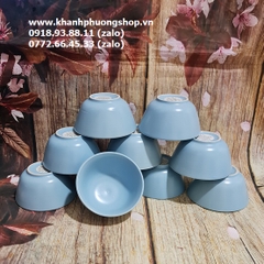 bộ 10 chén cơm sứ màu xanh ngọc - chén sứ màu xanh ngọc