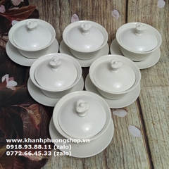bộ chén uống trà Tulip sứ Minh Long 0.18L - bộ chén sứ uống trà có nắp minh long