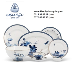 bộ chén tô dĩa sứ Minh Long Hoàng Cung Sen Vàng - bộ bàn ăn cao cấp sứ Minh Long